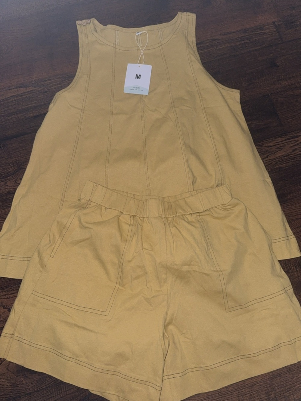 Women’s Sleeveless Tank & Shorts Set - Yellow